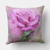 ピンクのバラの水彩化粧枕 クッション (裏面)