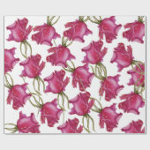 ピンクのバラの水彩手絵を描形 ラッピングペーパー (フラット)