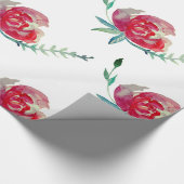 ピンクのバラの水彩画の芸術の包装紙 ラッピングペーパー (角)