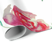 ピンクのバラの水彩画の芸術の包装紙 ラッピングペーパー (ロールコーナー)