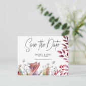 ピンクのバラの水彩花のSave the Dateカード 招待状 (スタンド正面)