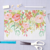 ピンクのバラの水彩 薄葉紙 (クラフト)