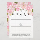 ピンクのバラの水色の花シャワービンゴカード (正面/裏面)