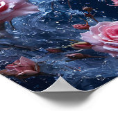 ピンクのバラの水色 ポスター (角)