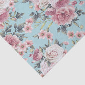 ピンクのバラの汚れ – ティール（緑がかった色）背景 薄葉紙 (詳細)