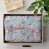 ピンクのバラの汚れ – ティール（緑がかった色）背景 薄葉紙 (ギフト)