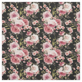 ピンクのバラの汚れ – 黒の背景 ファブリック (見本)