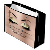 ピンクのバラの点眼化粧ミニマルブランディング ラージペーパーバッグ (正面アングル)