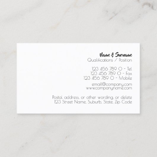 ピンクのバラの独身のでシックな花の花柄の花屋 名刺 (裏面)