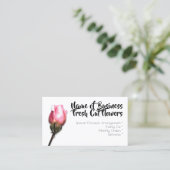 ピンクのバラの独身のでシックな花の花柄の花屋 名刺 (スタンド正面)