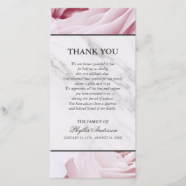 ピンクのバラの白い大理石の告別式は感謝していしています サンキューカード