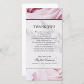 ピンクのバラの白い大理石の告別式は感謝していしています サンキューカード (正面/裏面)