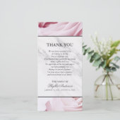 ピンクのバラの白い大理石の告別式は感謝していしています サンキューカード (スタンド正面)