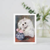 ピンクのバラの白猫、ルイス・ウェイン ポストカード (スタンド正面)