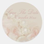 ピンクのバラの真珠エレガントな結婚式婚約 ラウンドシール (正面)