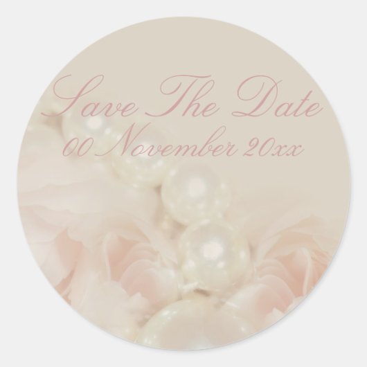 ピンクのバラの真珠エレガントな結婚式婚約 ラウンドシール (正面)