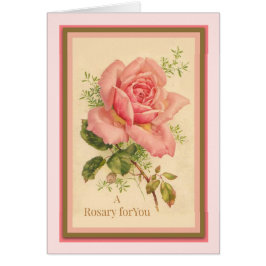 ピンクのバラの祈りの言葉が付いている神聖な数珠