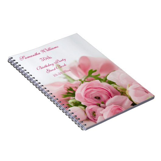 ピンクのバラの第30誕生日の花束 ノートブック (右側)