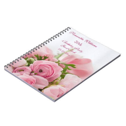ピンクのバラの第30誕生日の花束 ノートブック (左側)