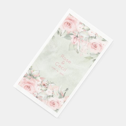 ピンクのバラの結婚夕食用ナプキン (コーナー)
