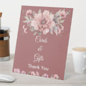 ピンクのバラの結婚式のカードとギフト台座のサイン 台座サイン (インサイチュ)