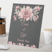 ピンクのバラの結婚式のカードとギフト台座のサイン 台座サイン (インサイチュ)