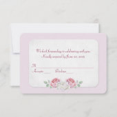 ピンクのバラの結婚式出欠確認 招待状 (正面)