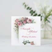 ピンクのバラの結婚式招待状 招待状 (スタンド正面)