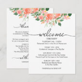 ピンクのバラの結婚式週末の予定表 歓迎 エンクロージャーカード (正面/裏面)