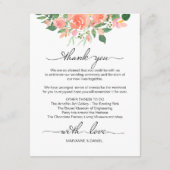 ピンクのバラの結婚式週末の予定表 歓迎 エンクロージャーカード (裏面)