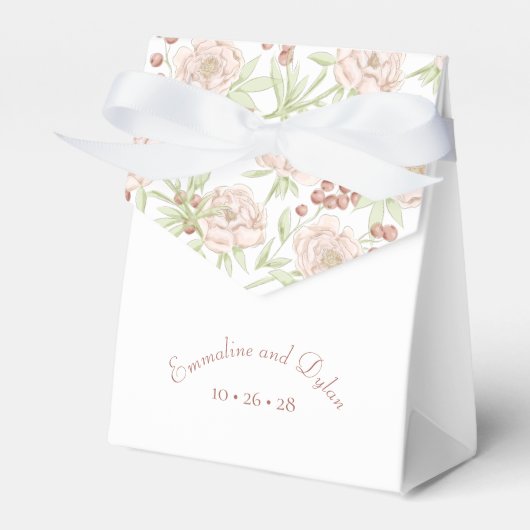ピンクのバラの結婚式 フェイバーボックス (正面サイド)