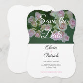 ピンクのバラの結婚式 Save the Date 招待状 (正面/裏面)