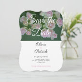 ピンクのバラの結婚式 Save the Date 招待状 (スタンド正面)