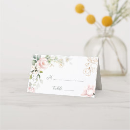 ピンクのバラの結婚葉の折り畳まれた座席表 プレイスカード