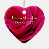 ピンクのバラの結婚記念日のHis & Herネームオーナメント セラミックオーナメント (裏面)