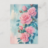 ピンクのバラの絵のウェディングシャワーのカスタム エンクロージャーカード (裏面)