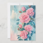 ピンクのバラの絵のウェディングシャワーのカスタム 招待状 (裏面)