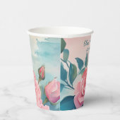 ピンクのバラの絵のウェディングシャワーのカスタム 紙コップ (右)