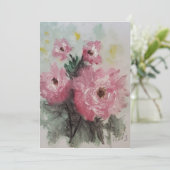 ピンクのバラの絵 カード (スタンド正面)