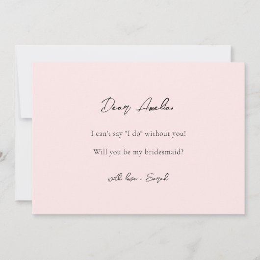 ピンクのバラの緑の花嫁の提案カード 招待状 (裏面)