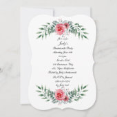 ピンクのバラの緑の葉のバチェロレッテ 招待状 (正面)