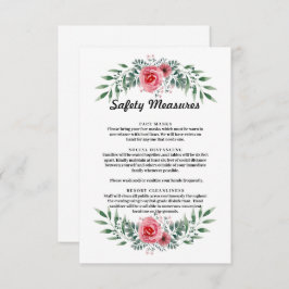 ピンクのバラの緑の葉の安全対策 エンクロージャーカード