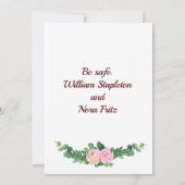 ピンクのバラの芍薬を添えて、結婚式の計画を変更 案内状 (裏面)