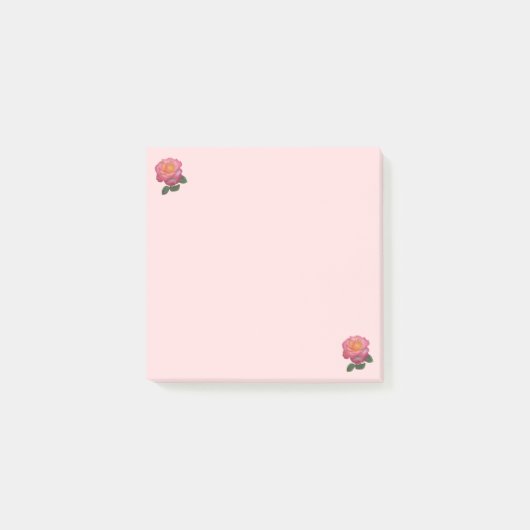 ピンクのバラの花がピンクの上に ポストイット (正面)