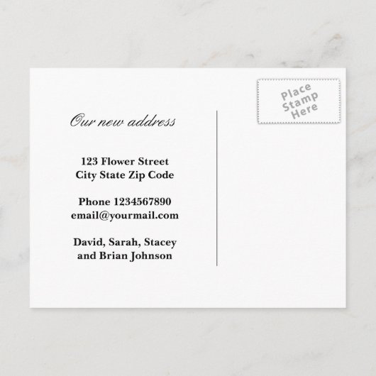 ピンクのバラの花が咲く、かわいい動くポストカード 案内ポストカード (裏面)