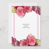 ピンクのバラの花が囲むウェディングフラワー 招待状 (裏面)