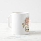 ピンクのバラの花とフラワーベース コーヒーマグカップ (正面左)