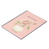 ピンクのバラの花とフラワーベース ノートブック (左側)
