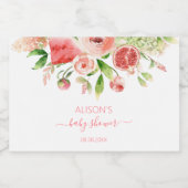 ピンクのバラの花と緑の女の子ベイビーシャワーミニ リキュールボトルラベル (シングルラベル)