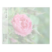 ピンクのバラの花と緑の葉 ノートパッド (正面)